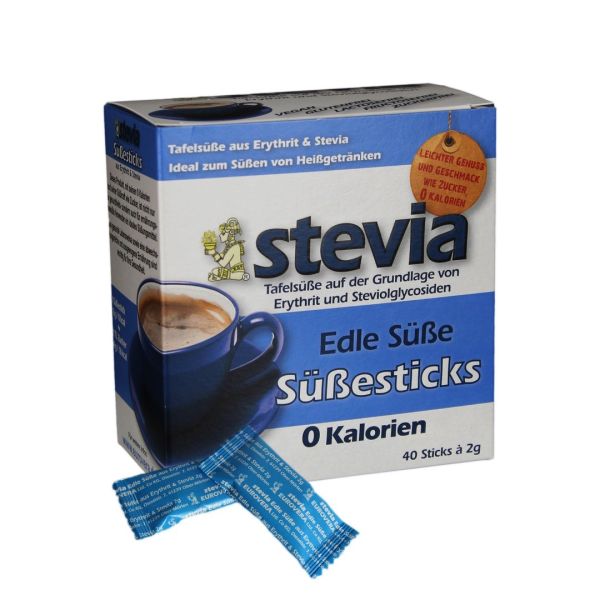 Stevia Sticks, 40 Sticks à 2g in 80g Faltschachtel