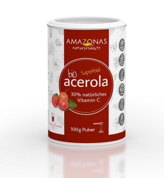 Bio Acerolapulver gefriergetrocknet, Premiumprodukt 100g Dose